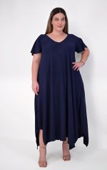 Plus Size Ασύμμετρο Φόρεμα Μπλε | PSX Fashion