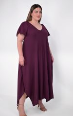 Ασύμμετρο Φόρεμα Μελιτζανί - Image 2