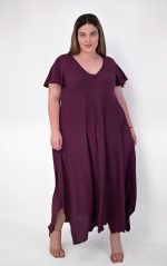 Ασύμμετρο Φόρεμα Μελιτζανί - Image 4