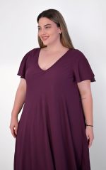 Ασύμμετρο Φόρεμα Μελιτζανί - Image 7