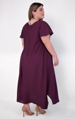 Ασύμμετρο Φόρεμα Μελιτζανί - Image 6