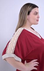 Μπορντό Μπλούζα με Δαντέλα - Image 5