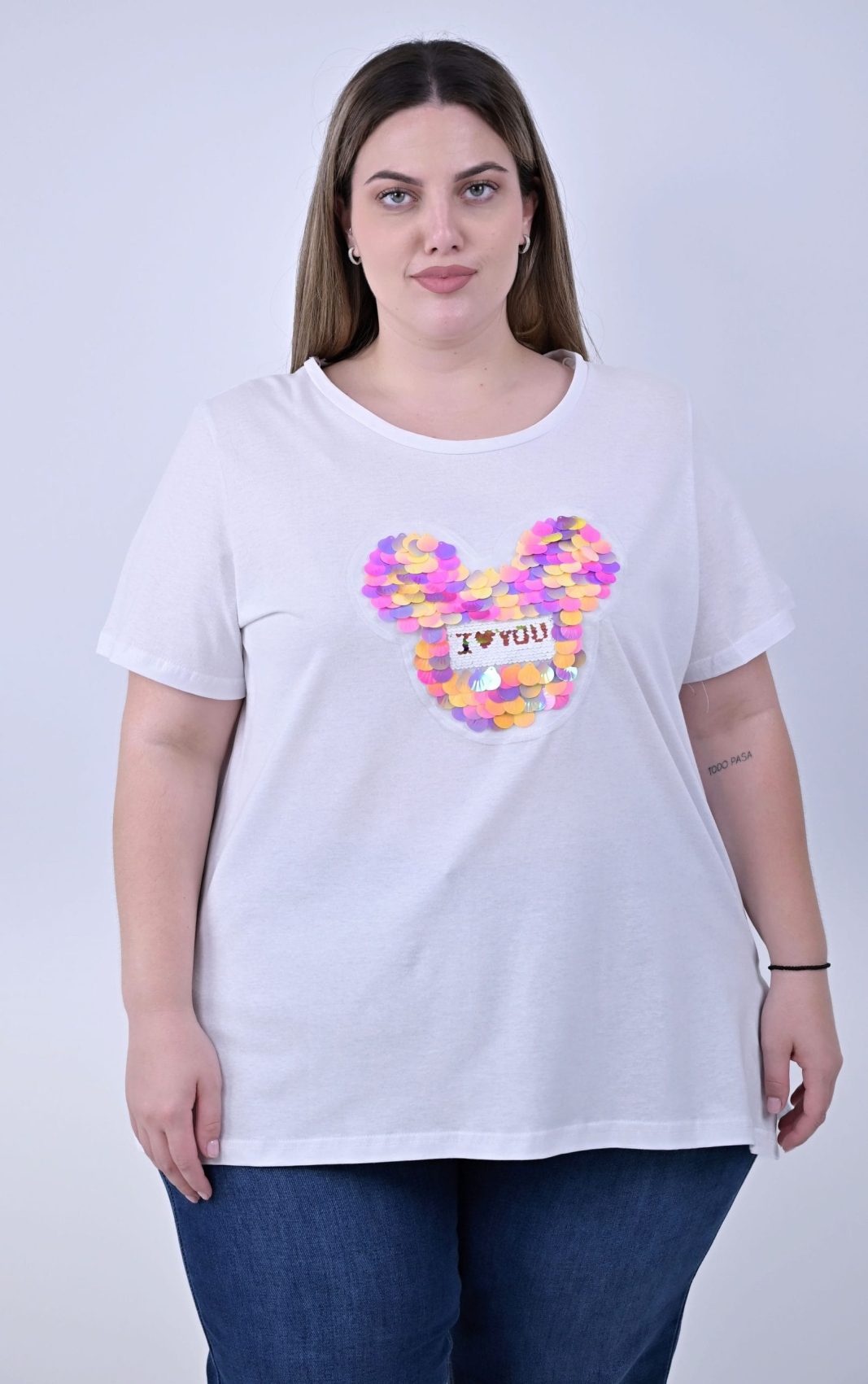 Λευκή Μπλούζα με Παγιέτες Mickey - Image 2