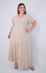 Μπεζ Φόρεμα Με Βολάν - Image 2