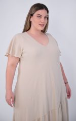 Μπεζ Φόρεμα Με Βολάν - Image 5