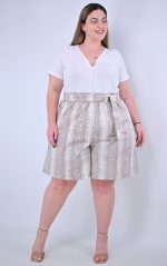 Plus Size Βερμούδα Snake Print με Ζώνη