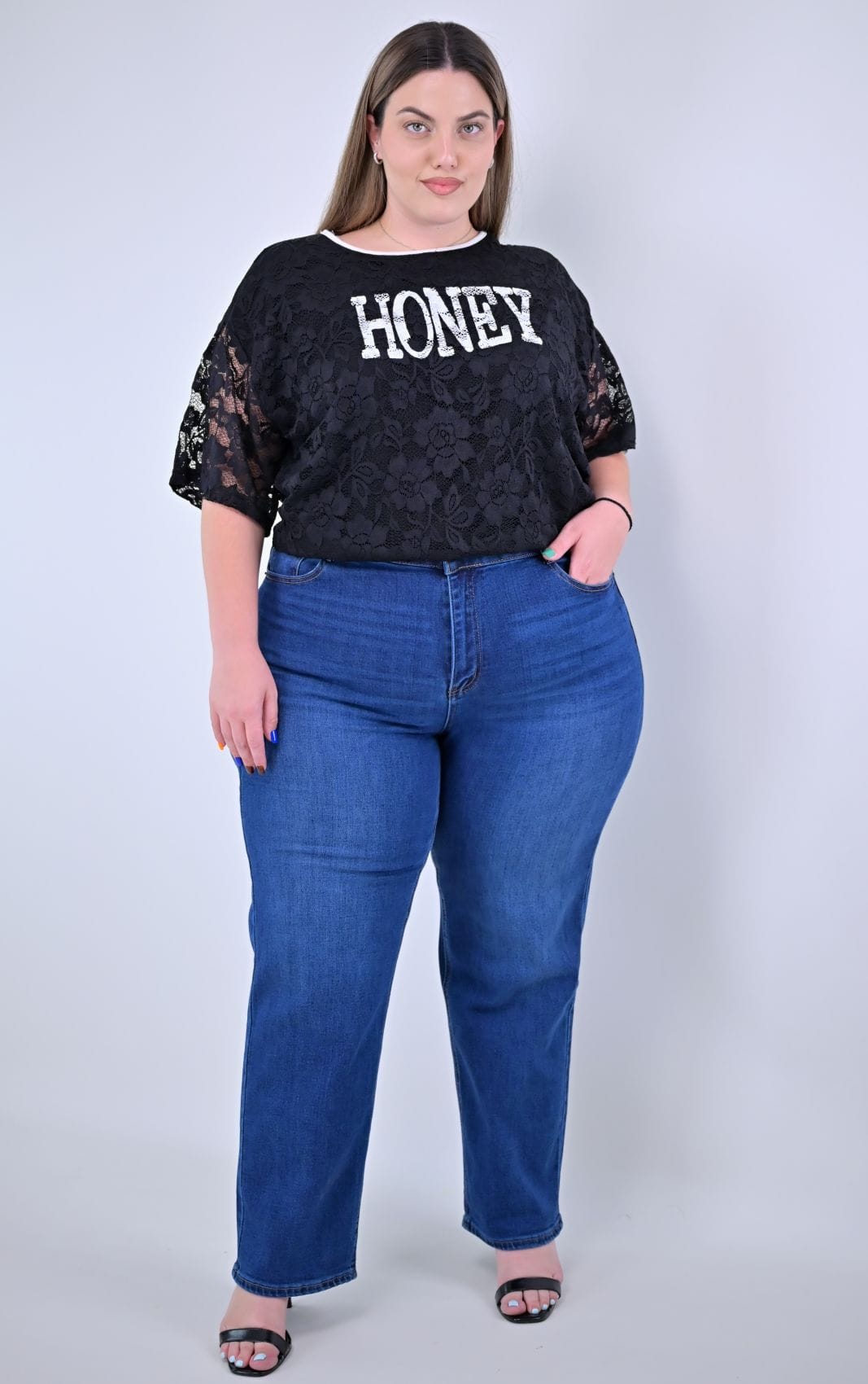 plus size τζιν παντελόνι