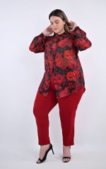 Plus size κόκκινο παντελονοκολάν