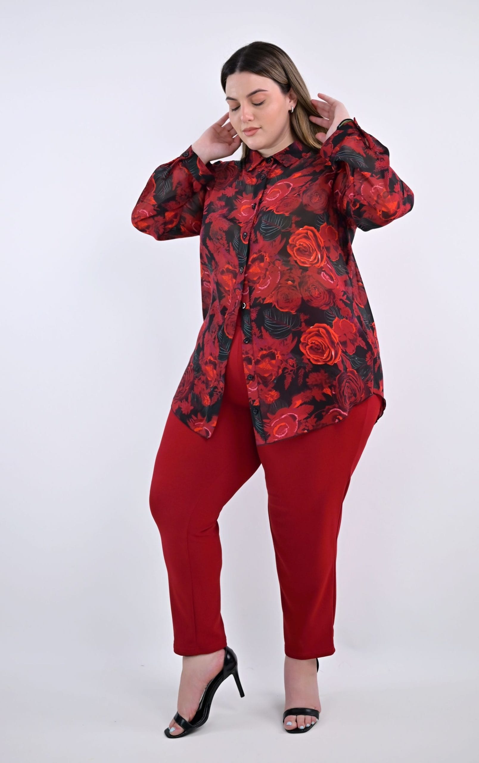Plus size κόκκινο παντελονοκολάν