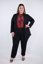 Plus Size Μαύρη Ζακέτα Τύπου Σακάκι