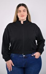 Bomber Jacket Μαύρο με Λειτουργικές Τσέπες