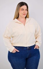 Bomber Jacket Βανίλια με Λειτουργικές Τσέπες - Image 2