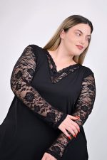Plus Size Μπλούζα με Ριπ Ύφανση & Δαντέλα | PsX Fashion