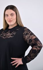 Μαύρη Μπλούζα Με Δαντέλα Μανίκια - Image 4
