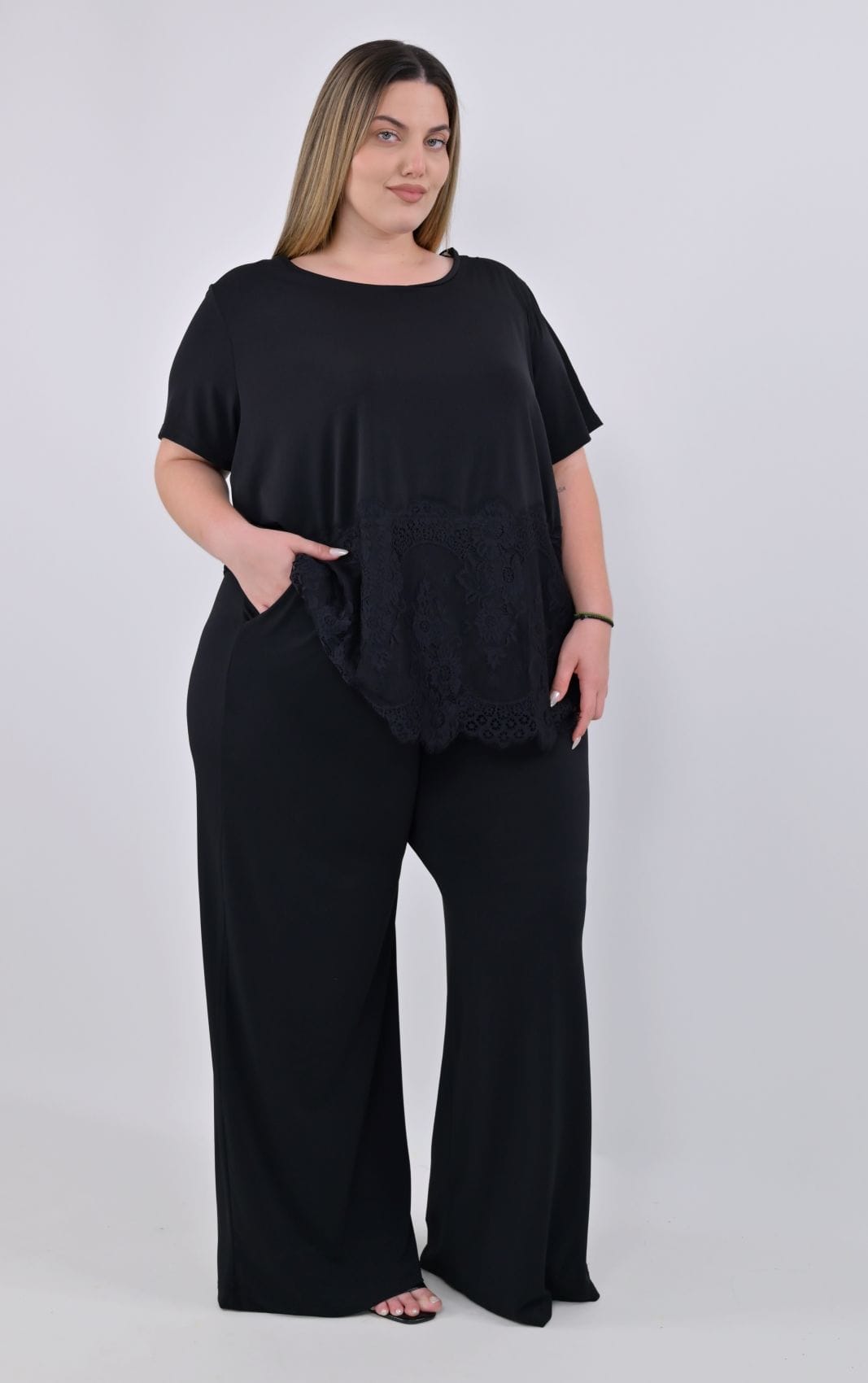 Plus Size Παντελόνα Μαύρη