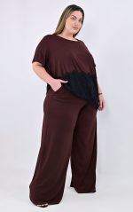Plus Size Παντελόνα Καφέ