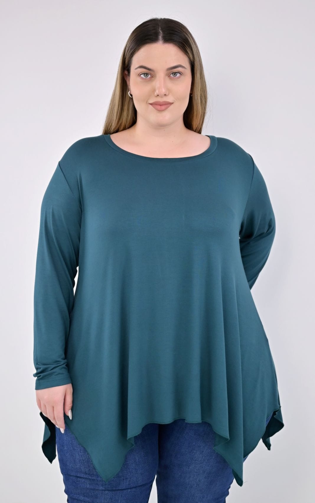 Plus Size Μπλούζα Κυπαρισσί Ασύμμετρη - Άνετη & Μοντέρνα