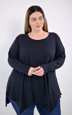 Plus Size Μπλούζα ανθρακί Ασύμμετρη - Άνετη & Μοντέρνα