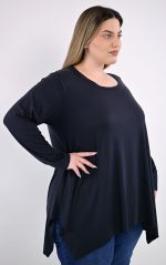 Μπλούζα Ανθρακί Ασύμμετρη με Μακριά Μανίκια - Image 2