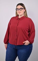 Plus Size Μπορντό Πουκάμισο | PsX Fashion