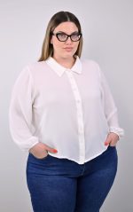 Plus Size Λευκό Πουκάμισο | PsX Fashion