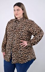 Plus Size Λεοπάρ Πουκάμισο