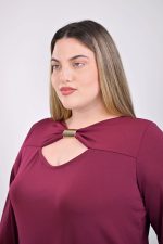 plus size μπλούζα μπορντό με ελαστικό ύφασμα