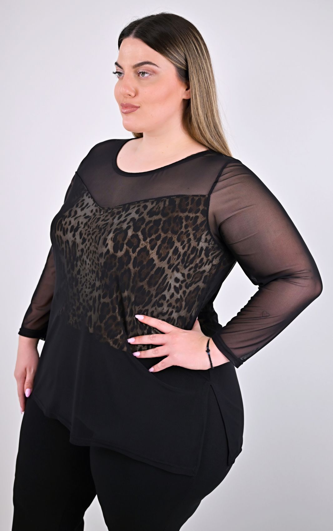 Plus Size Μπλούζα | Με Διαφάνεια & Animal Print | PsX Fashion
