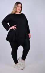 Plus Size Μαύρη Ασύμμετρη Μπλούζα | Άνεση & Στυλ | PsX