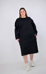 Plus Size Φόρεμα Φούτερ σε Άνετη Γραμμή | PsX Fashion