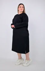 Μαύρο Φόρεμα-Φούτερ σε Άνετη Γραμμή - Image 2