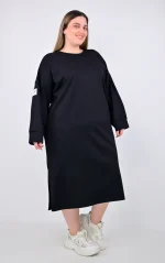 Μαύρο Φόρεμα-Φούτερ σε Άνετη Γραμμή - Image 3