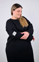 Μαύρο Φόρεμα-Φούτερ σε Άνετη Γραμμή - Image 7