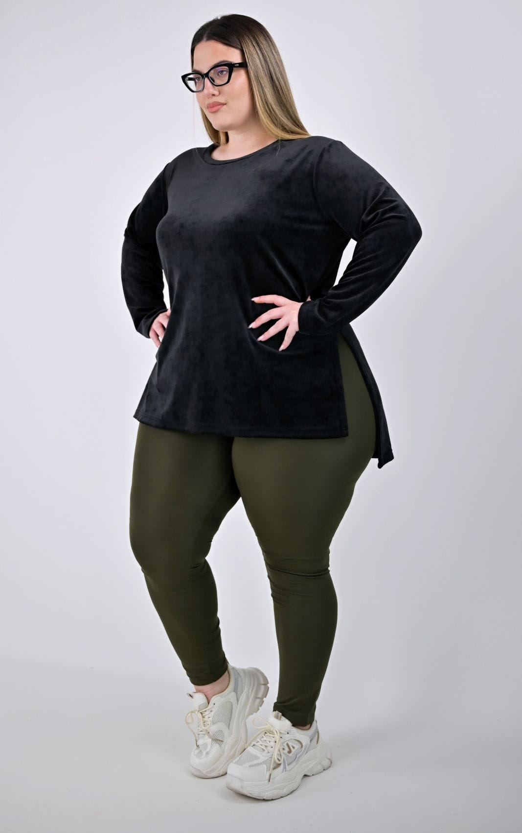 Plus Size Κολάν Λύκρα Χακί | Άνεση & Στυλ