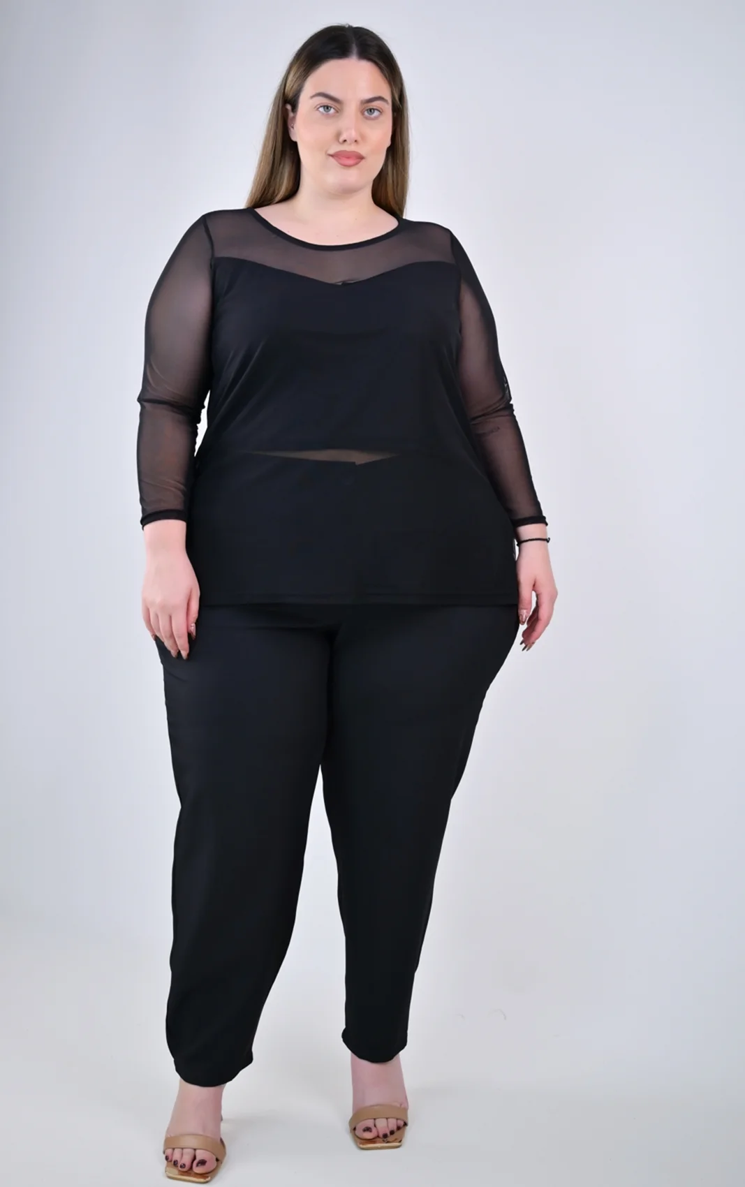 Plus Size Ψηλόμεσο Μαύρο Παντελόνι με Λάστιχο | PsX Fashion