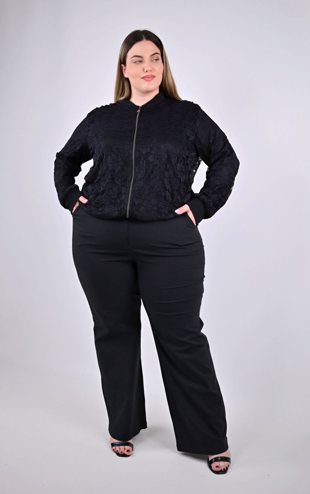 Plus Size Μαύρο Παντελόνι Ίσια Γραμμή | Άνεση & Στυλ | PsX