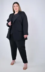 Plus Size Μαύρο Σακάκι Blazer σε Άνετη Γραμμή | PsX Fashion