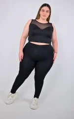 Plus Size Crop Top με Διαφάνεια στο Ντεκολτέ | PsX Fashion
