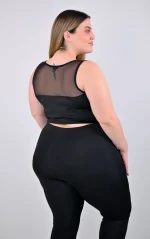 Crop Top Μαύρο με Διαφάνεια στο Ντεκολτέ - Image 4