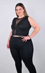 Αμάνικο Μαύρο Crop Top με V Διαφάνεια - Image 2