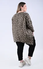 Μπεζ Μπλούζα Animal Print με Φερμουάρ - Image 5