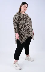 Μπεζ Μπλούζα Animal Print με Φερμουάρ - Image 3