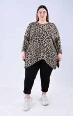 Plus Size Μπεζ Animal Print Μπλούζα | One Size | PsX Fashion