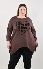 Καφέ Μπλούζα Heart με Φερμουάρ - Image 2