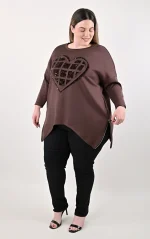 Καφέ Μπλούζα Heart με Φερμουάρ - Image 3