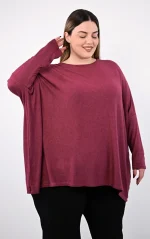 Plus Size Μπλουζοφόρεμα Μπορντό | PsX Fashion