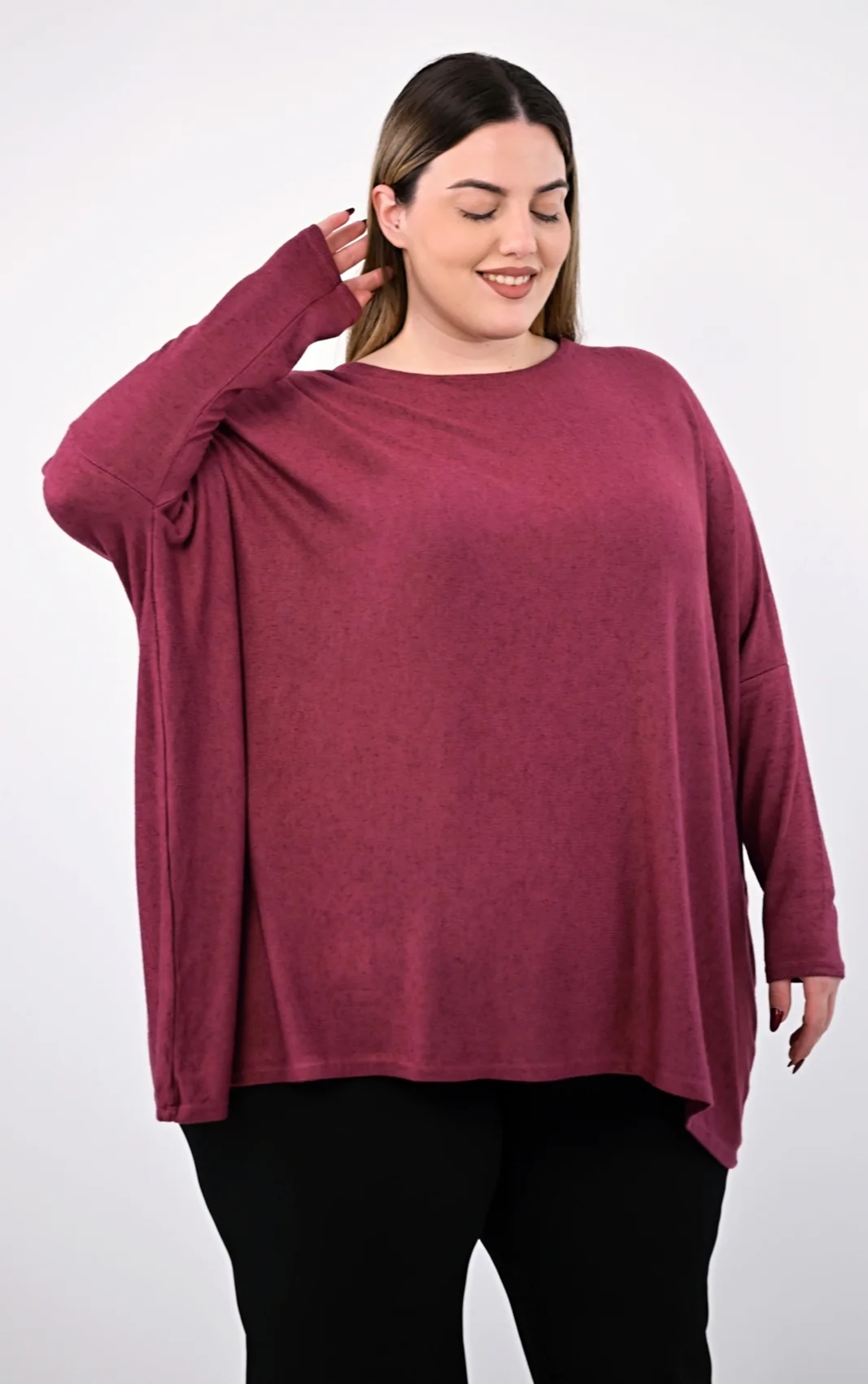 Plus Size Μπλουζοφόρεμα Μπορντό | PsX Fashion