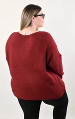 Ασύμμετρη Μπορντό Πλεκτή Μπλούζα - Image 4