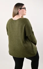 Ασύμμετρη Χακί Πλεκτή Μπλούζα - Image 4