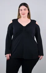 Μαύρη Μπλούζα με Ανοιχτούς Ώμους - Image 2